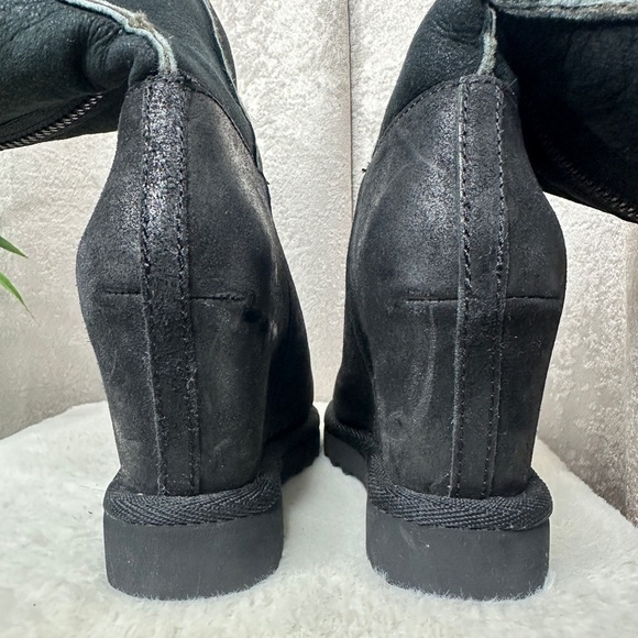 NEW ASH Yorki 100% Lamb Fur Wedge Leather Boots Black Women’s Sz EU 35 - Picture 5 of 11